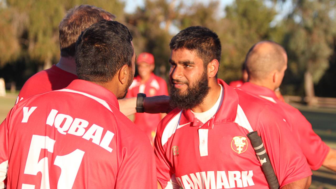 Zameer Khan gets congratulated for his unbeaten half-century