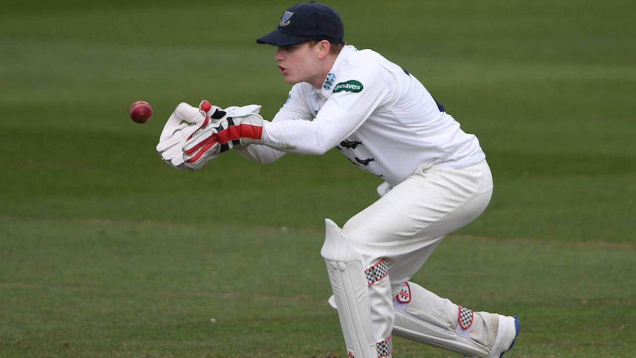 Sussex wicketkeeper Ben Brown collects a ball, Sussex v Kent, Specsavers Championship Division Two, Hove, April 14-17, 2017
