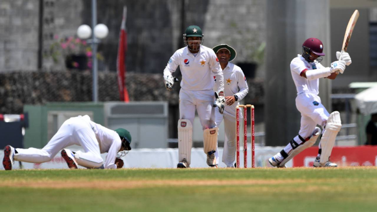 Babar Azam dives forward at short leg to catch Vishaul Singh off bat and pad, West Indies v Pakistan, 3rd Test, Dominica, 5th day, May 14, 2017