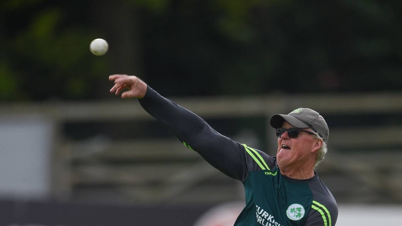 Ireland coach John Bracewell runs a fielding drill, Ireland v New Zealand, Malahide, 5th ODI, May 21, 2017