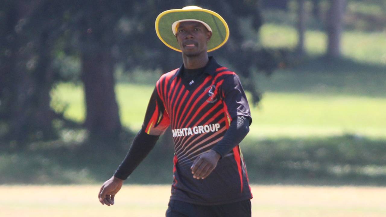 Uganda captain Davis Karashani checks his field settings, Uganda v USA, ICC World Cricket League Division Three, Entebbe, May 29, 2017