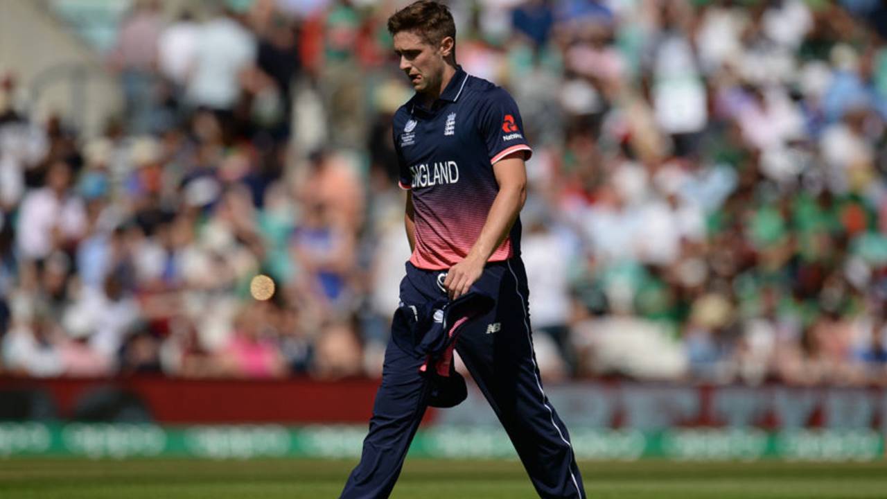 Chris Woakes left the field after bowling two overs, England v Bangladesh, Champions Trophy, Group A, The Oval, June 1, 2017