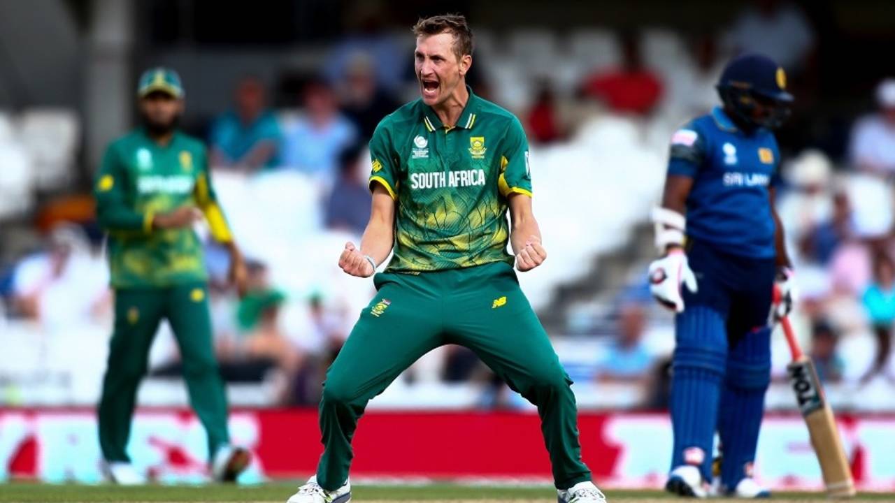 Chris Morris exults after dismissing Seekkuge Prasanna, South Africa v Sri Lanka, Champions Trophy, Group B, The Oval, June 3, 2017