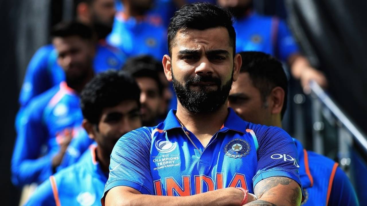 Virat Kohli leads his team onto the field , India v Pakistan, Champions Trophy, Group B, Birmingham, June 4, 2017