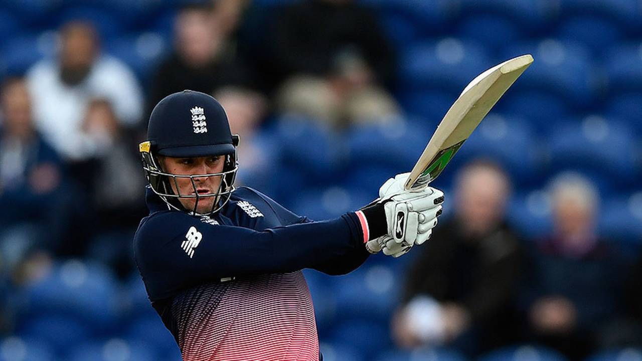 Jason Roy made 13 in another unconvincing performance, England v New Zealand, Champions Trophy 2017, Cardiff, June 6, 2017