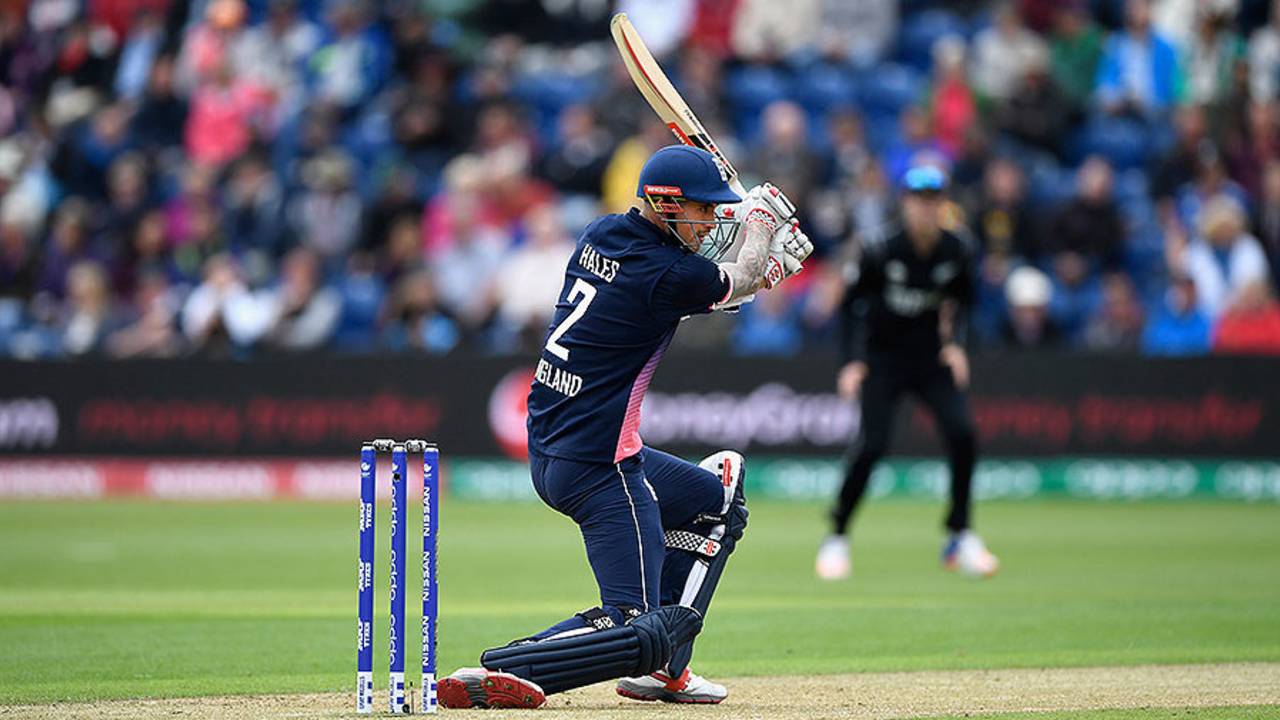 Alex Hales started with intent as England batted under cloudy skies, England v New Zealand, Champions Trophy 2017, Cardiff, June 6, 2017