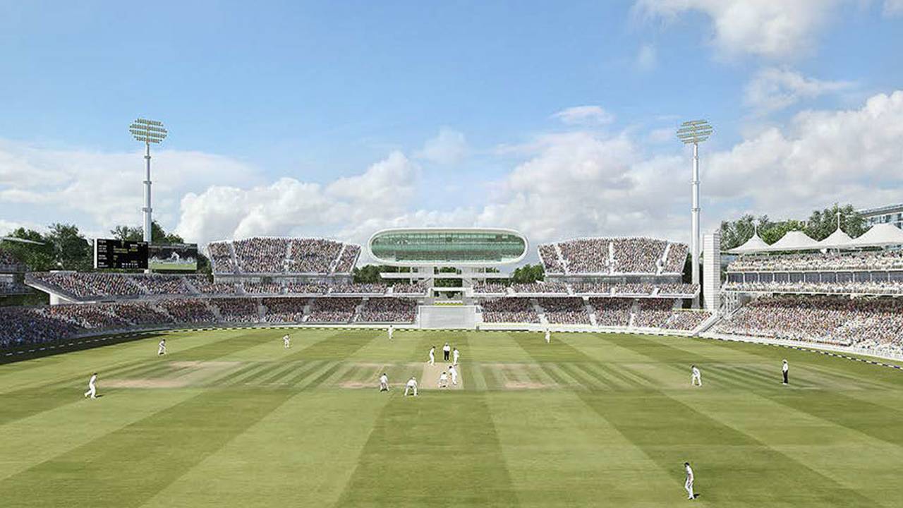 An artist's impression of the proposed redevelopment of the Nursery End at Lord's, June 9, 2017