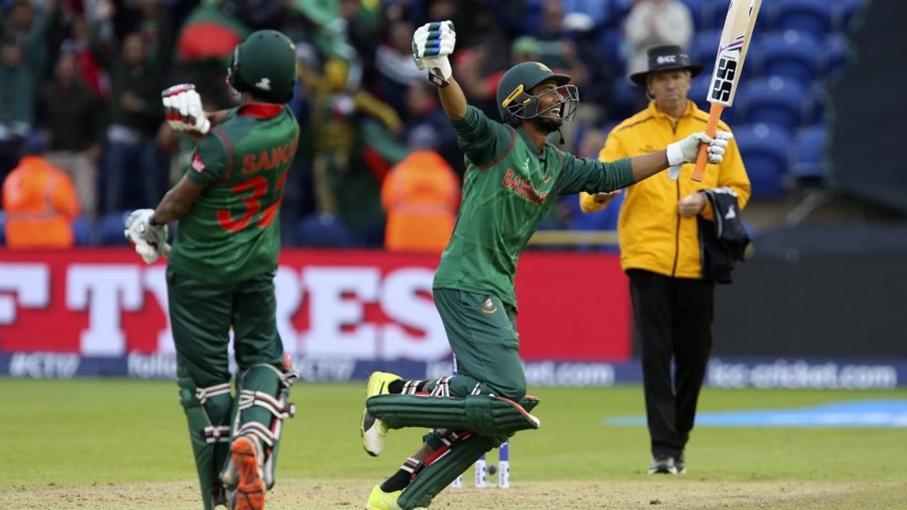 Mahmudullah and Mosaddek Hossain exult after Bangladesh's win&nbsp;&nbsp;&bull;&nbsp;&nbsp;AFP