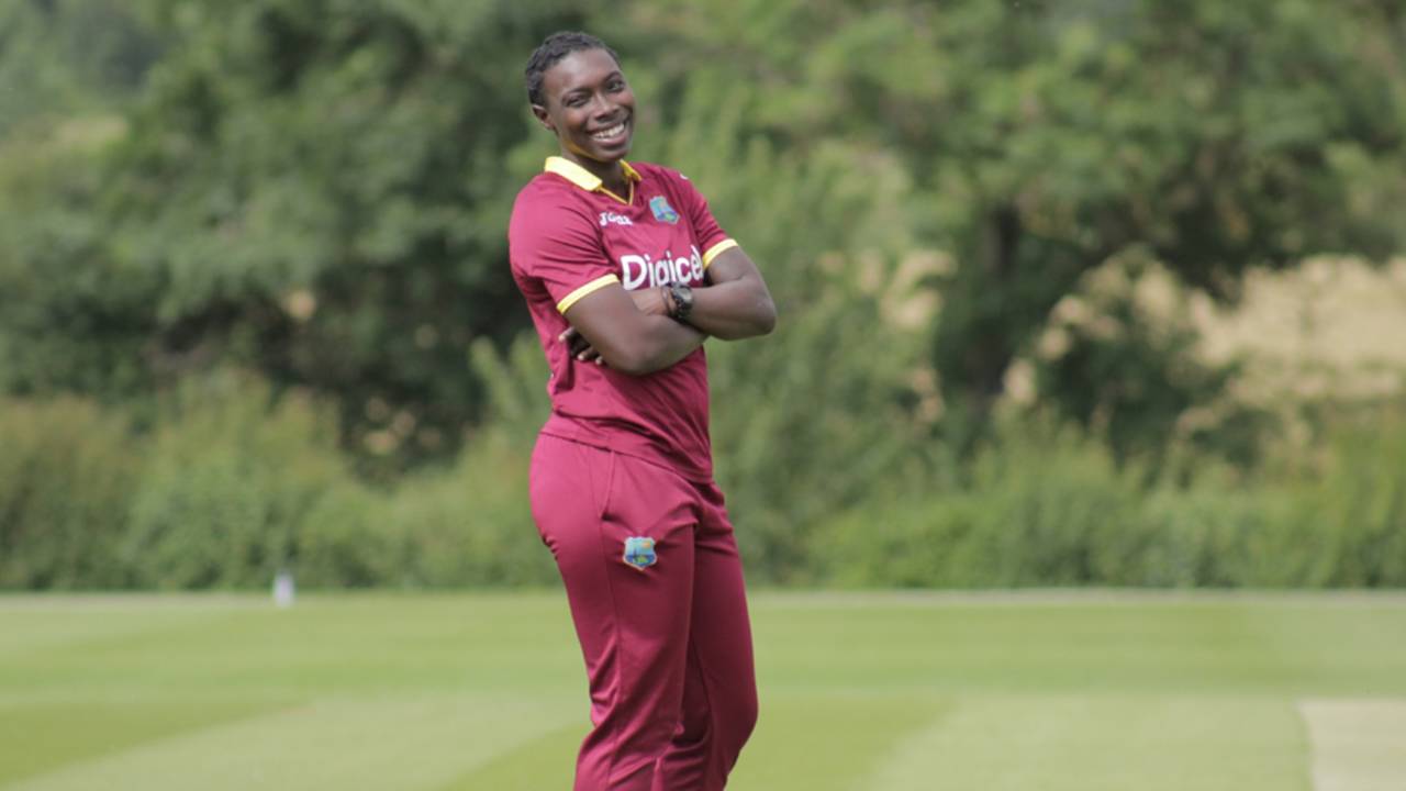 Shamilia Connell reacts in the field, West Indies Women and India Women, unofficial warm-up game, Leicestershire, June 16, 2017