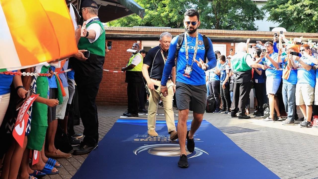 Virat Kohli on the blue carpet, India v Pakistan, Final, Champions Trophy 2017, The Oval, London, June 18, 2017