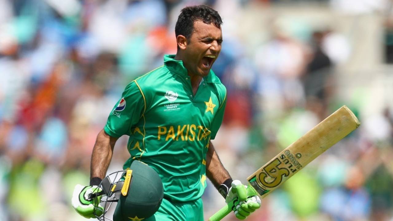 Fakhar Zaman roars after bringing up his maiden ODI century, India v Pakistan, Final, Champions Trophy 2017, The Oval, London, June 18, 2017