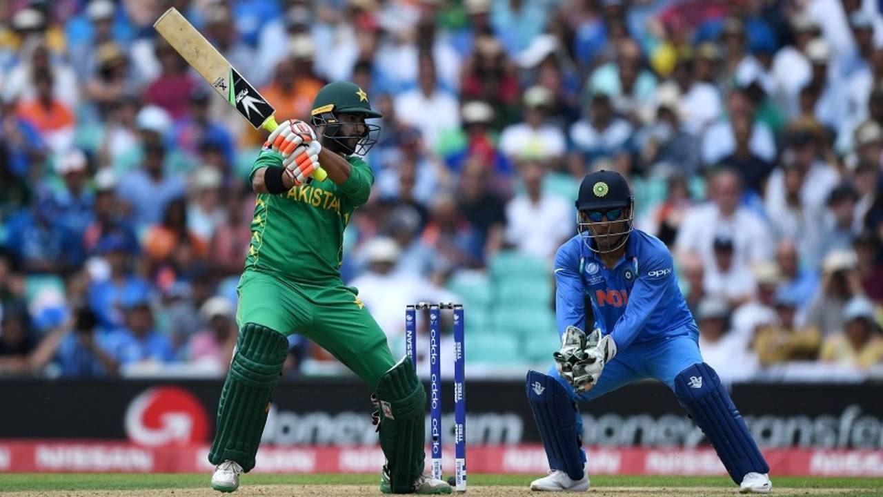 Imad Wasim flays one through the off side, India v Pakistan, Final, Champions Trophy 2017, The Oval, London, June 18, 2017