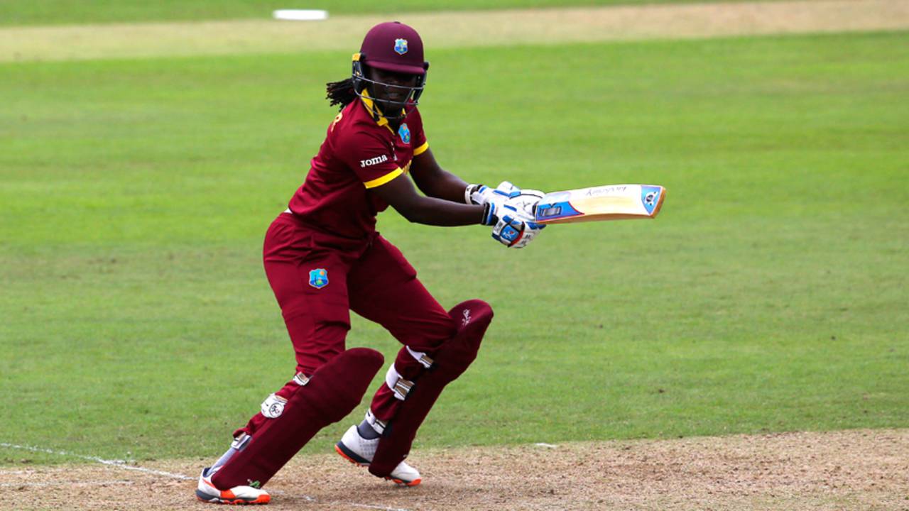 Stafanie Taylor hits one off the back foot, West Indies v Australia, Women's World Cup, Taunton, June 26, 2017