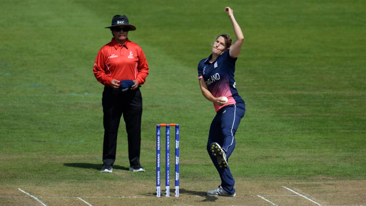 Katherine Brunt was unable to complete her only over&nbsp;&nbsp;&bull;&nbsp;&nbsp;Getty Images/ICC