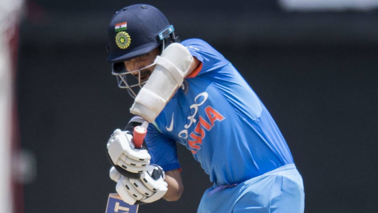 Ajinkya Rahane was unaffected by the loss of an early wicket, West Indies v India, 5th ODI, Kingston, July 6, 2017