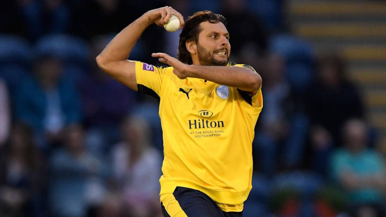 Shahid Afridi took four wickets in Cardiff, Glamorgan v Hampshire, NatWest T20 Blast, South Group, July 8, 2017
