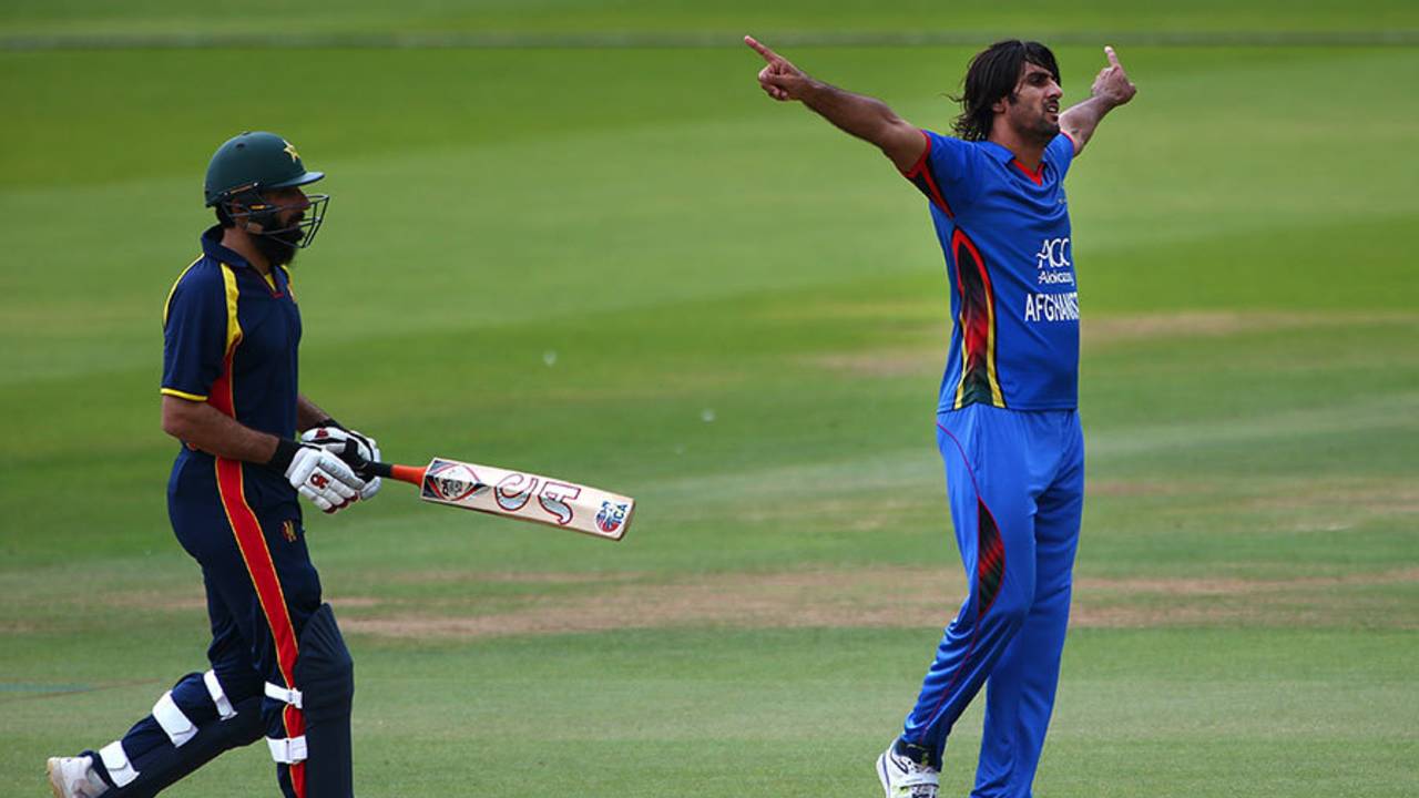 Shapoor Zadran celebrates removing Misbah-ul-Haq, MCC v Afghanistan, Lord's, July 11, 2017