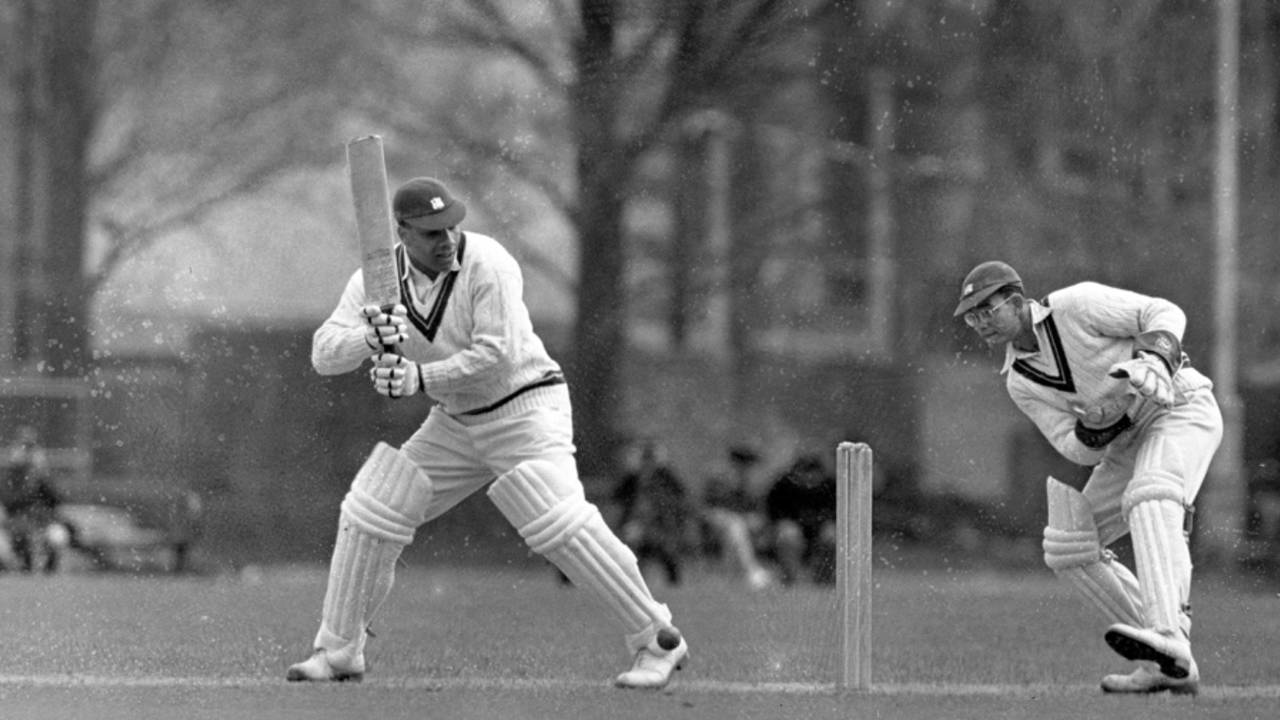 Clyde Walcott bats against the touring West Indians. The keeper is Robert Christiani, Colonel LC Stevens' XI v West Indies XI, The Saffrons, Eastbourne, 1st day, April 24, 1950