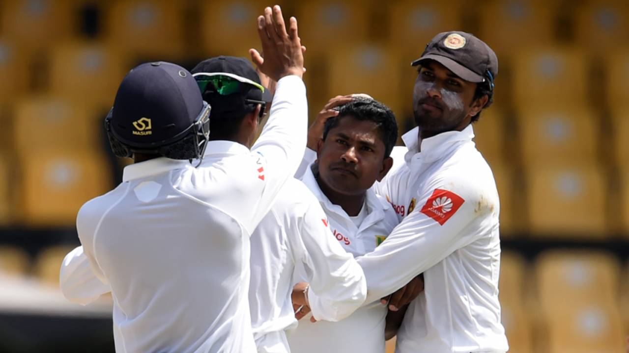 Rangana Herath dismissed both Zimbabwe openers, Sri Lanka v Zimbabwe, Only Test, Colombo, 1st day, July 14, 2017