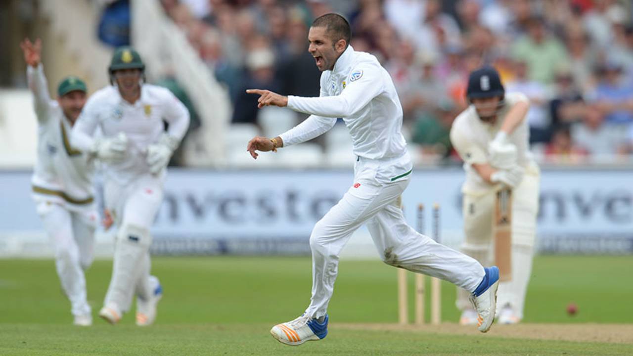 Keshav Maharaj produced a beauty to remove Jonny Bairstow, England v South Africa, 2nd Investec Test, Trent Bridge, 2nd day, July 15, 2017