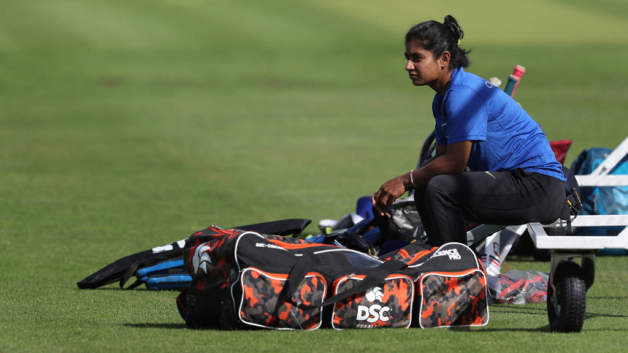 Mithali Raj spends some time by herself ahead of a nets session at Lord's&nbsp;&nbsp;&bull;&nbsp;&nbsp;IDI/Getty Images