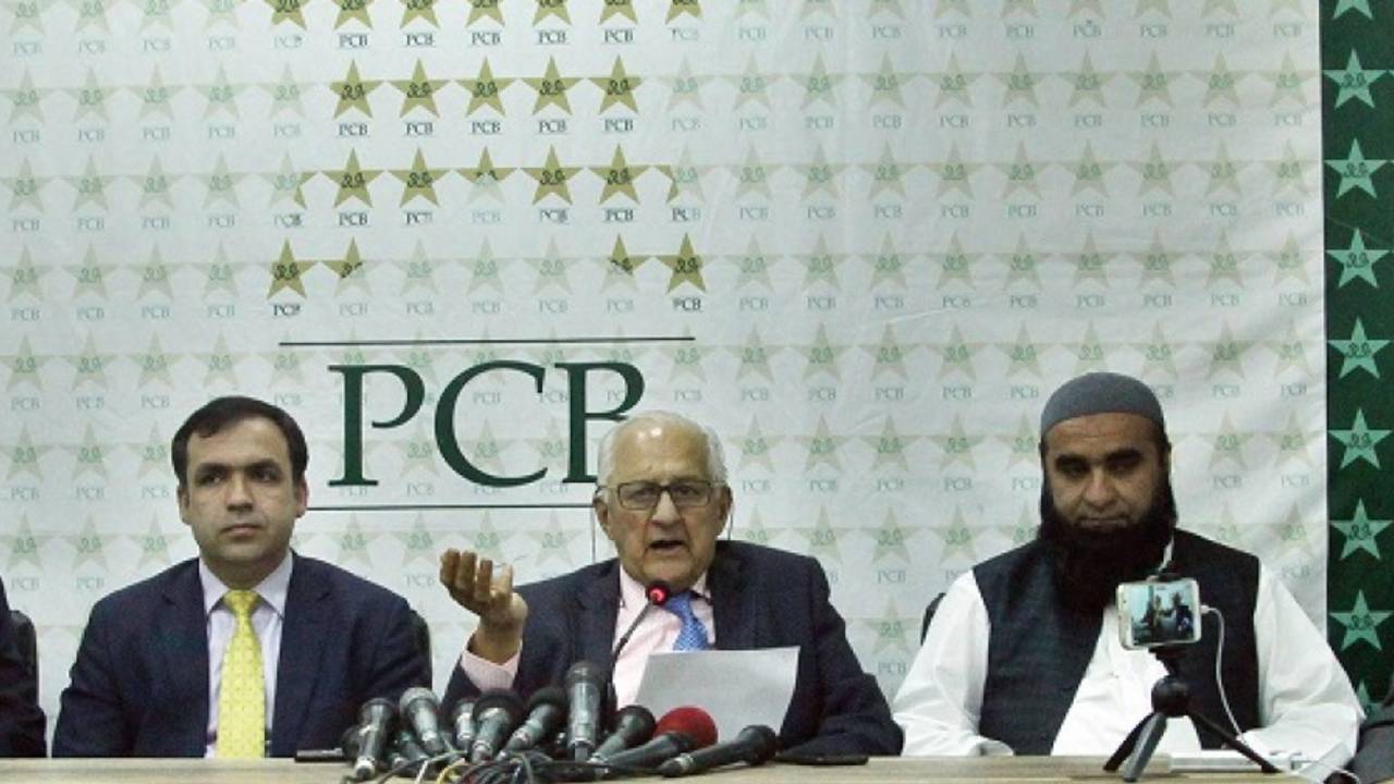 Members of the PCB and the ACB address the media in Lahore on Saturday&nbsp;&nbsp;&bull;&nbsp;&nbsp;Getty Images