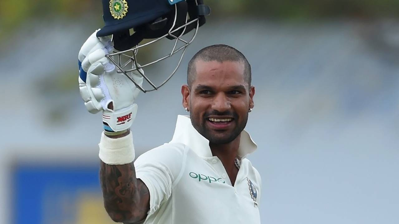 "Have I earned my cuppa?": Dhawan reached his century in the second session of the match&nbsp;&nbsp;&bull;&nbsp;&nbsp;AFP