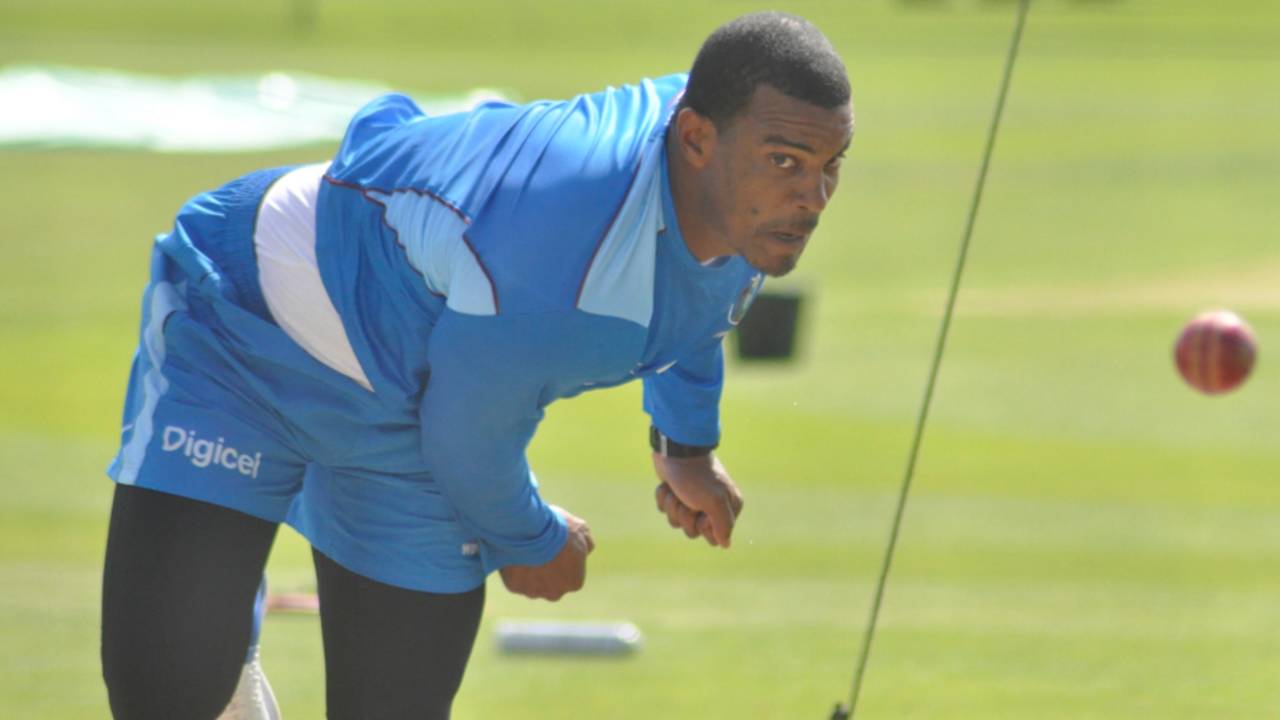 Shannon Gabriel in his follow through at a training session, Canterbury, August 6, 2017