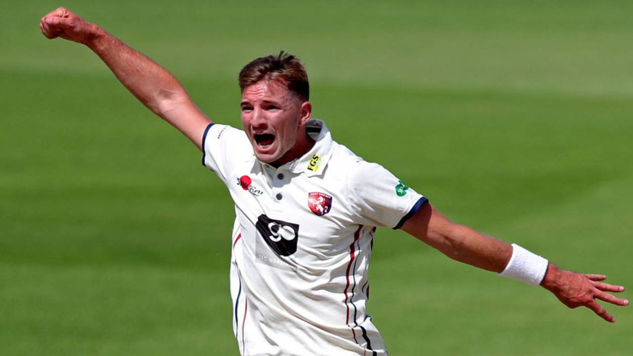 Charlie Hartley claimed four wickets, Kent v West Indians, Tour match, Canterbury 1st day, August 6, 2017