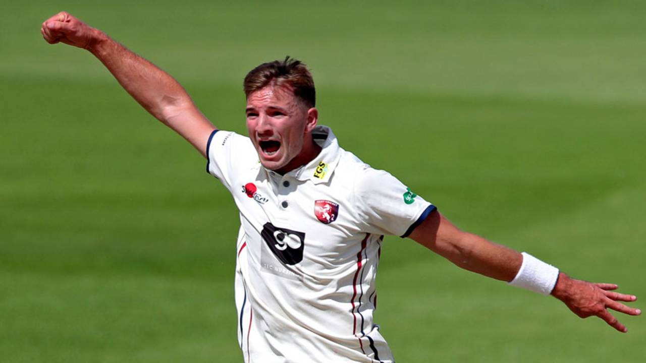 Charlie Hartley claimed four wickets, Kent v West Indians, Tour match, Canterbury 1st day, August 6, 2017