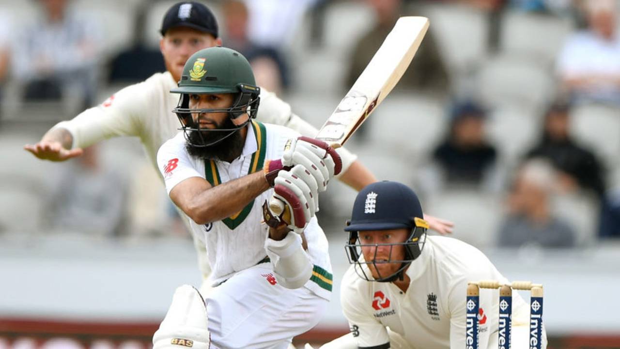 Hashim Amla shapes to reverse-sweep, England v South Africa, 4th Investec Test, Old Trafford, 4th day, August 7, 2017