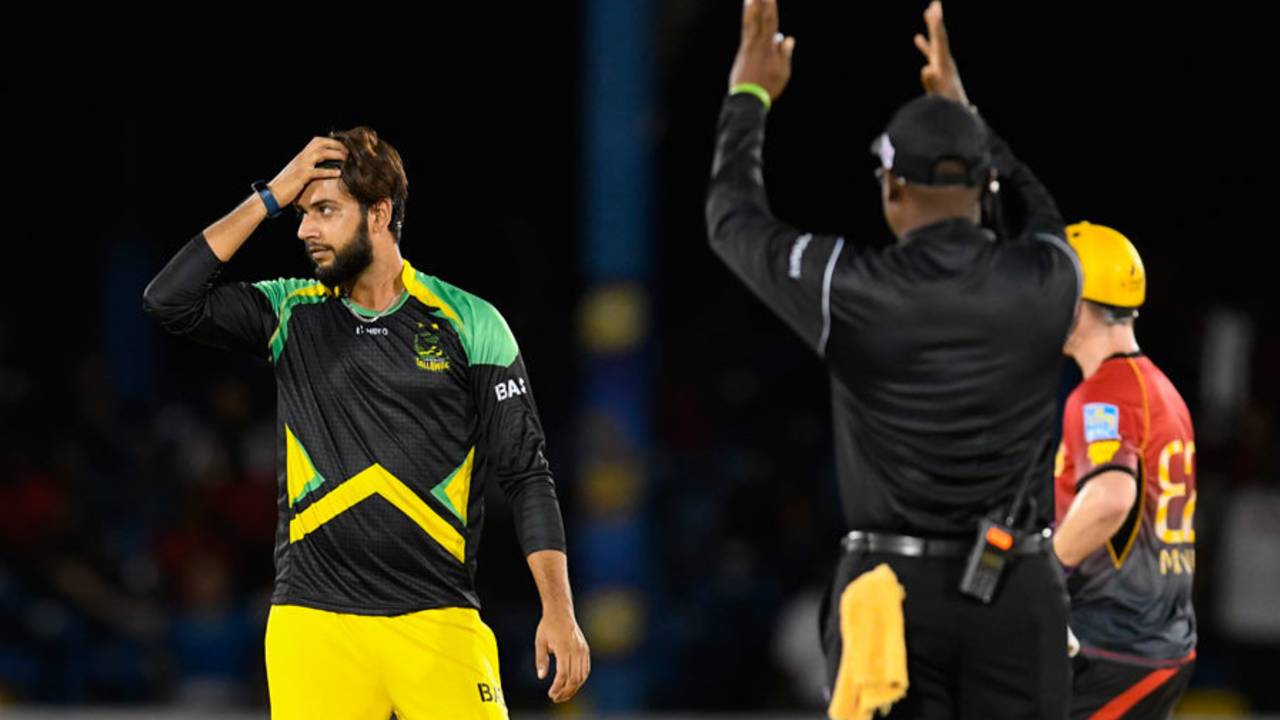 Imad Wasim looks on after being hit for six, T&T Riders v Jamaica Tallawahs, CPL 2017, Port of Spain