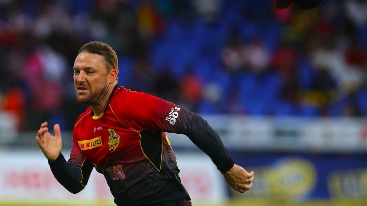 Brendon McCullum races after a ball, St Kitts and Nevis Patriots v Trinbago Knight Riders, CPL 2017, Basseterre, August 23, 2017