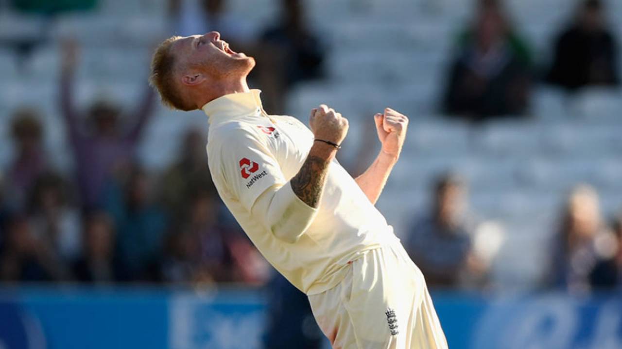 Ben Stokes was pretty pleased to remove Roston Chase&nbsp;&nbsp;&bull;&nbsp;&nbsp;Getty Images
