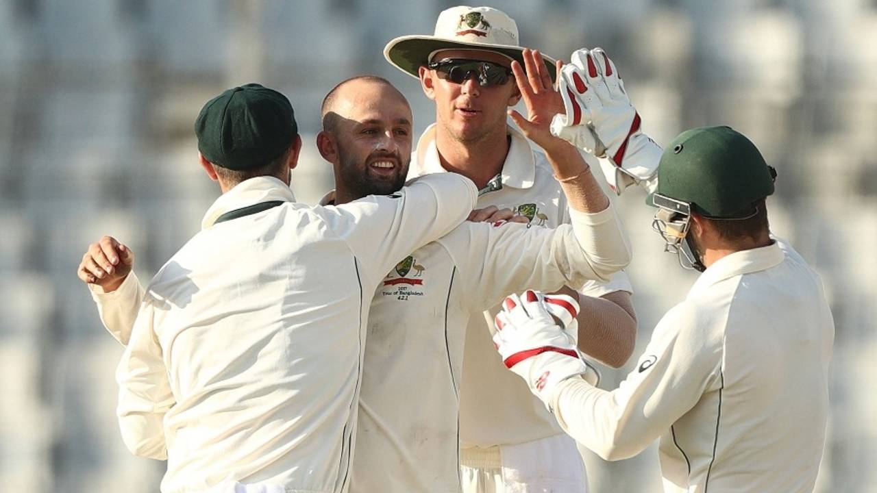 Nathan Lyon pushed his tally in Tests to 250, Bangladesh v Australia, 1st Test, Mirpur, 1st day, August 27, 2017