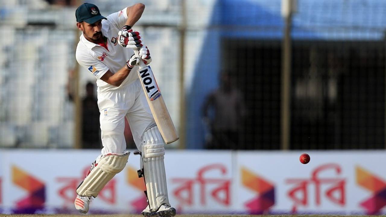 Nasir Hossain punches down the ground, Bangladesh v Australia, 2nd Test, Chittagong, 2nd day, September 5, 2017