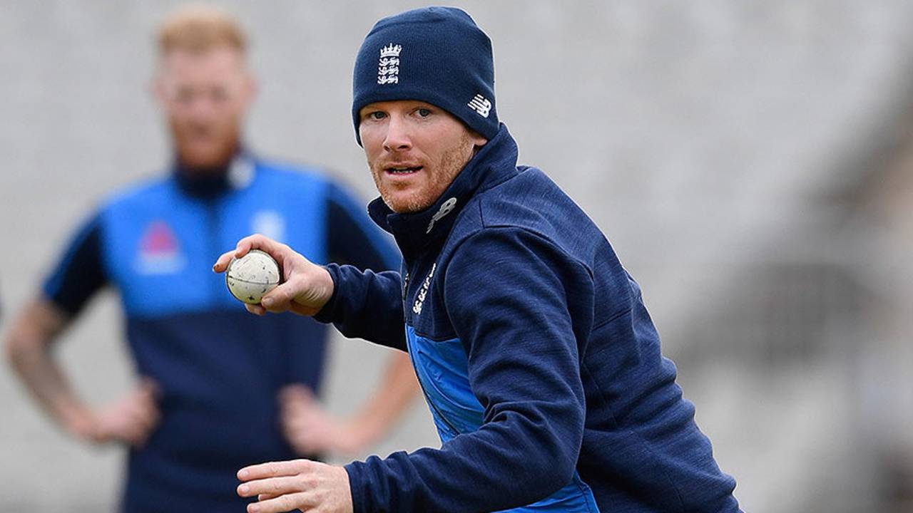 Eoin Morgan practises ahead of the first ODI against West Indies, England v West Indies, Old Trafford, September 18, 2017