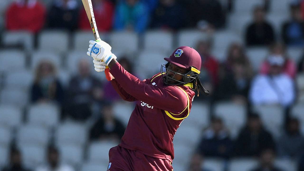 Chris Gayle launched his innings with a volley of sixes, England v West Indies, 1st ODI, Old Trafford, September 19, 2017