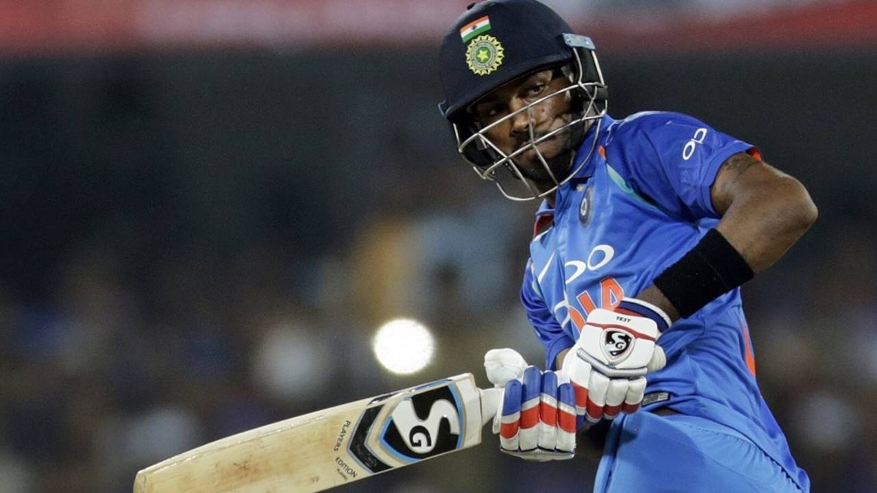 Hardik Pandya tucks the ball behind, India v Australia, 3rd ODI, Indore, September 24, 2017