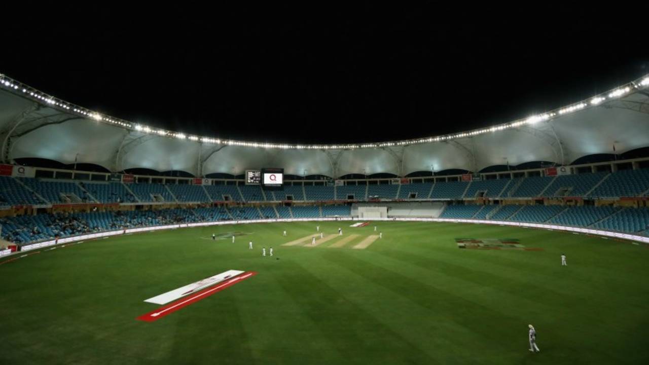 The day-night Test in Dubai in progress, Pakistan v Sri Lanka, 2nd Test, Dubai, 1st day, October 6, 2017