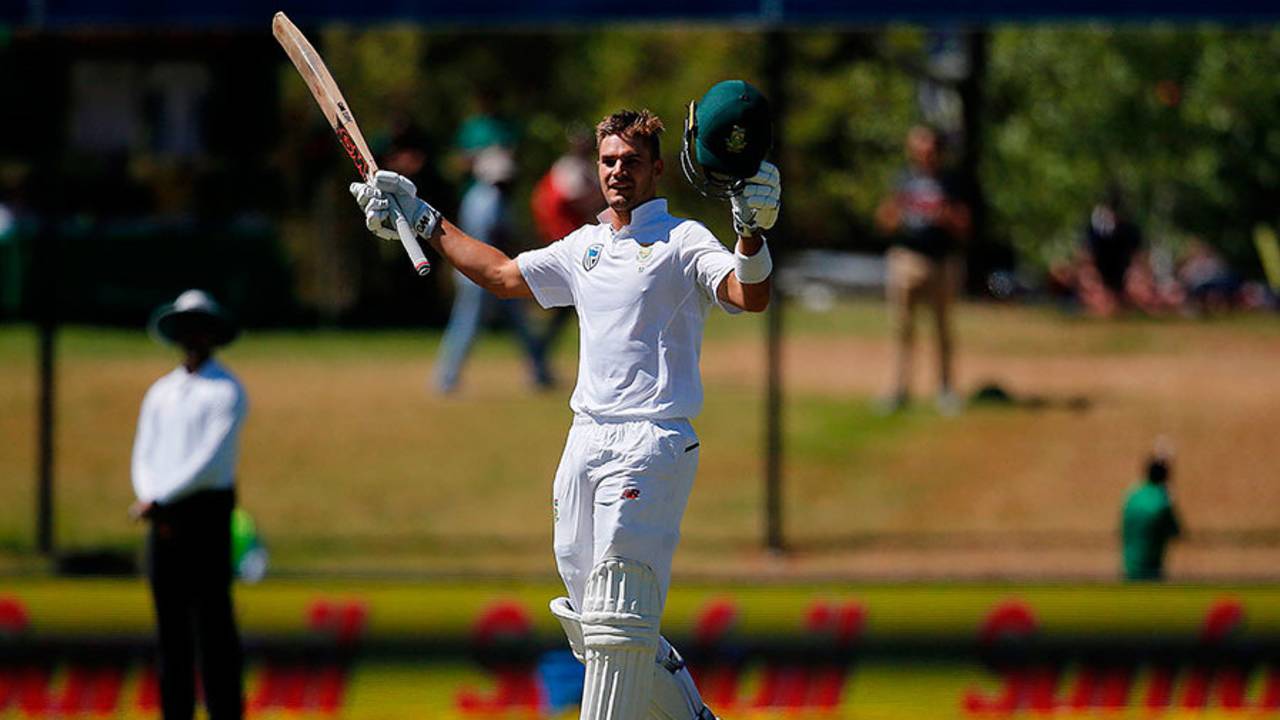 Aiden Markram takes in his maiden Test century, South Africa v Bangladesh, 1st Test, Bloemfontein, 1st day, October 6, 2017