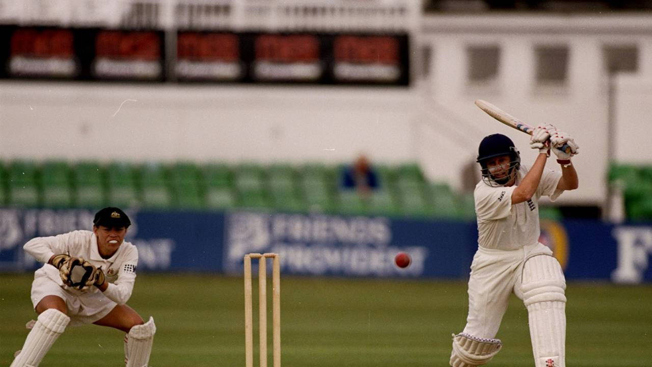 Jan Brittin bats, England v Australia, Women's Ashes, third Test, day one, Worcester, August 21, 1998