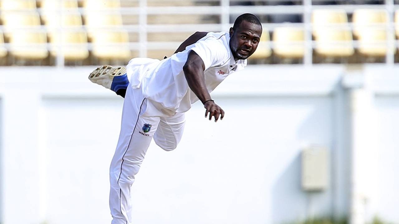 Keon Joseph delivers the ball, West Indies A v Sri Lanka A, 3rd day, Jamaica, October 13, 2017