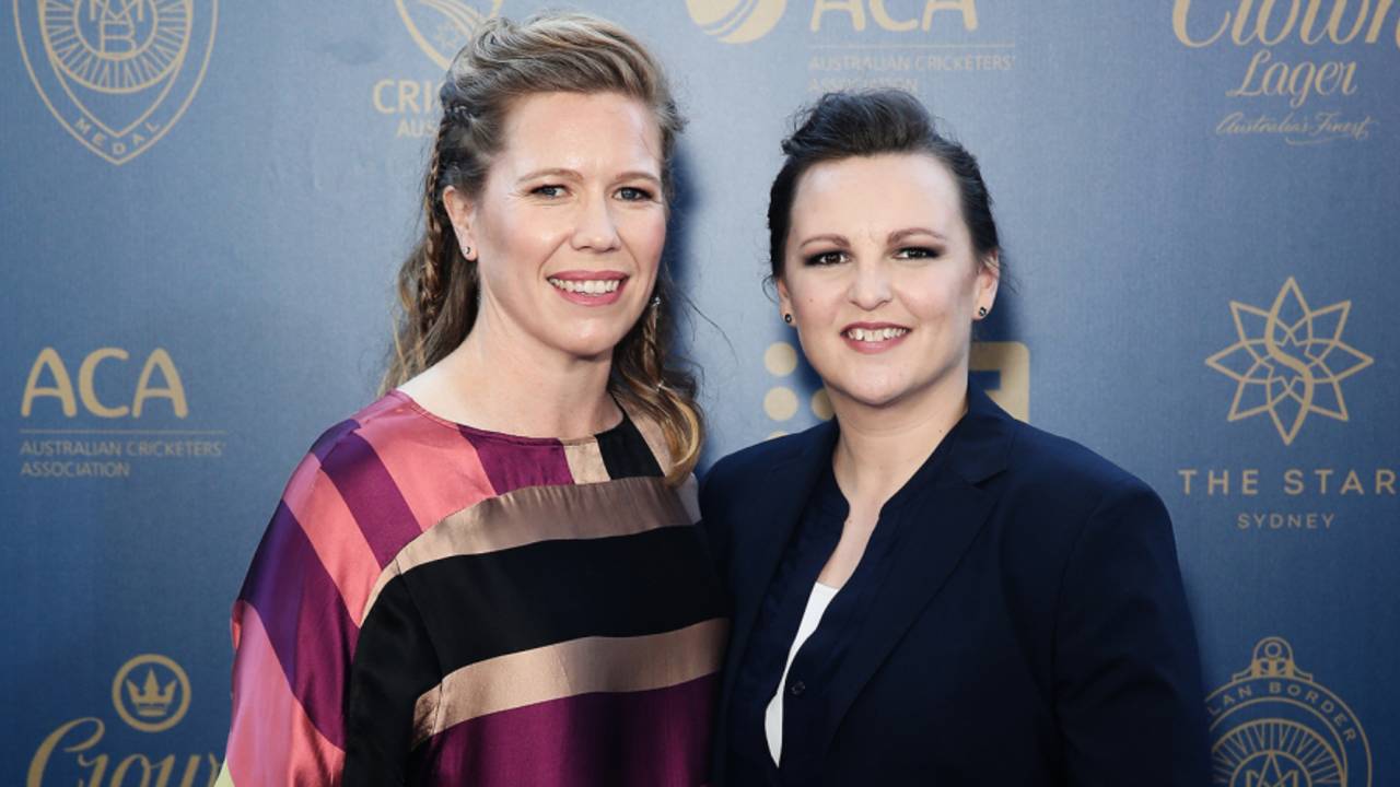 Alex Blackwell and her wife Lynsey Askew at the Allan Border Medal, Sydney, January 23, 2017