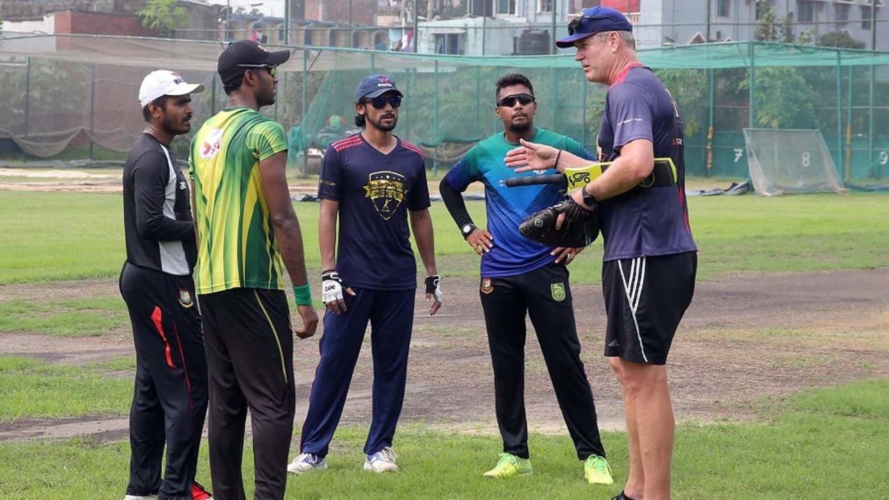 Tom Moody at a training session with Rangpur Riders players, Dhaka, October 25, 2017