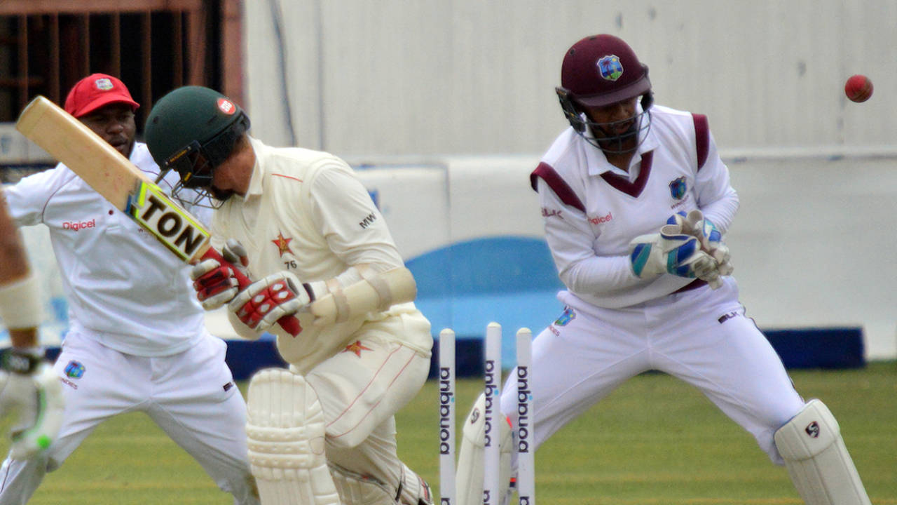 Malcolm Waller was bowled for a duck on, Zimbabwe v West Indies, 2nd Test, Bulawayo, 2nd day, October 30, 2017