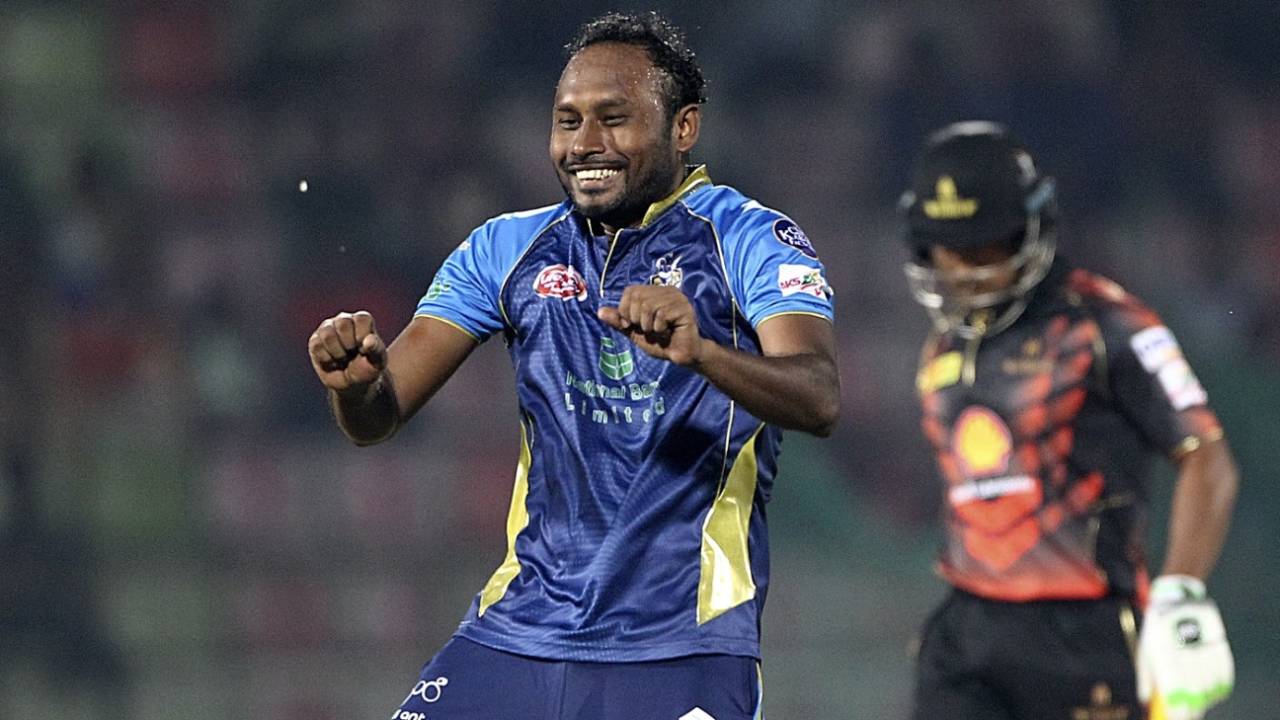 Mohammad Shahid celebrates, Gangnam style, Khulna Titans v Dhaka Dynamites, BPL 2017-18, Sylhet, November 5, 2017