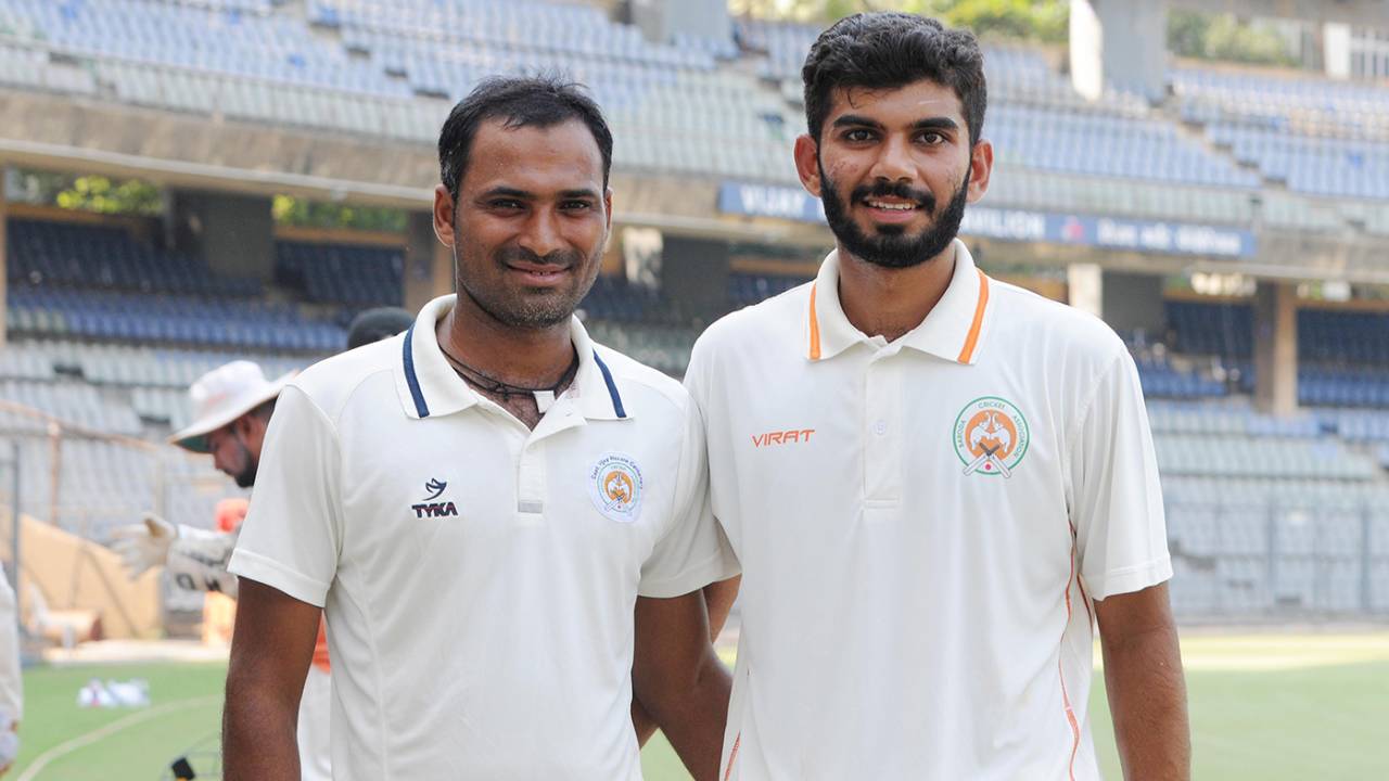 Lukman Meriwala (left) and Atit Sheth wrapped up all ten of Mumbai's wickets between them