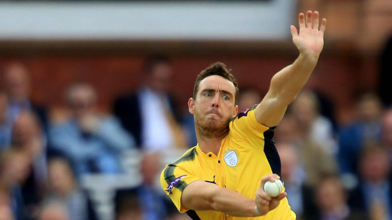Kyle Abbott kept Middlesex in check with three wickets, Middlesex v Hampshire, NatWest Blast, South Group, August 3, 2017