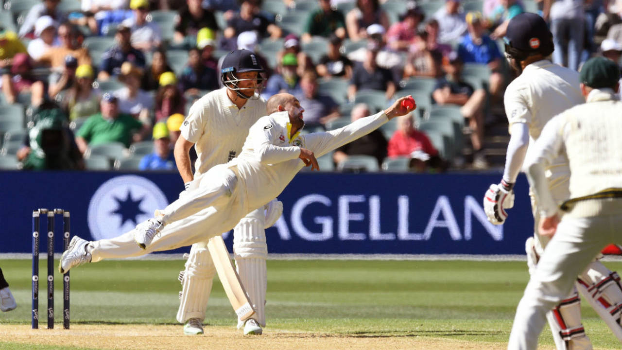 Nathan Lyon pulls off a stunning one-handed take off Moeen Ali, Australia v England, 2nd Test, Adelaide, 3rd day, December 4, 2017